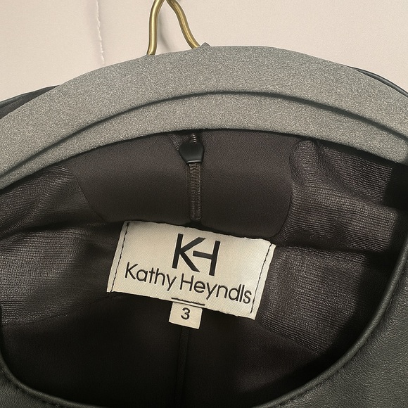 Kathy Heyndels Black Faux Leather Moto A-Line Dress Size 3 (US Medium) - Picture 4 of 10